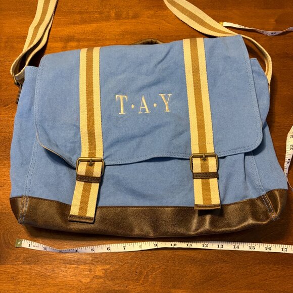 Pottery Barn Teen messenger bag canvas intials monogram TAY - Picture 13 of 14